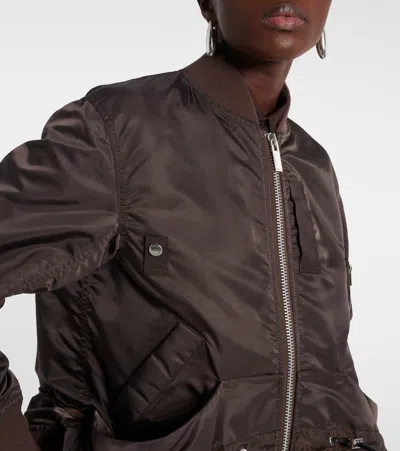 Sacai Drawstring-detail Bomber Jacket In Brown