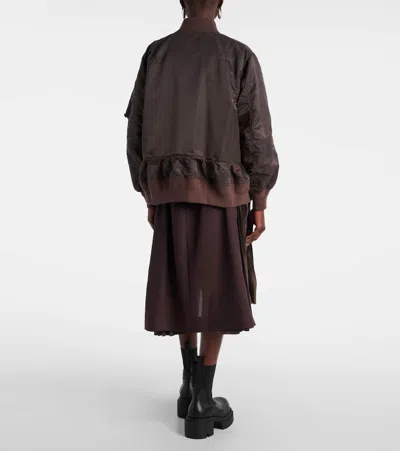 Sacai Drawstring-detail Bomber Jacket In Brown