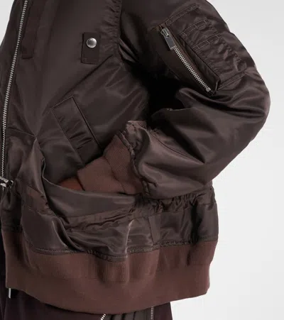 Sacai Drawstring-detail Bomber Jacket In Brown