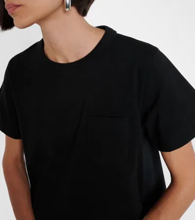 Sacai Ruffled Hem T-shirt Dress With Relaxed Silhouette In Black