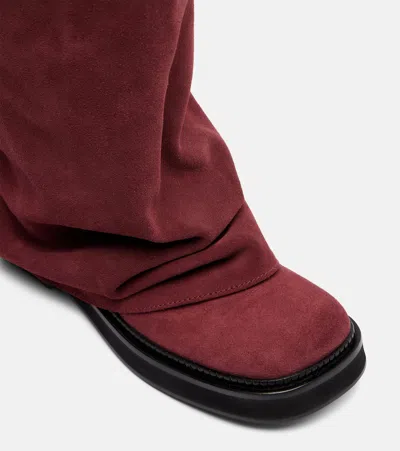 Attico Robin Suede Knee-high Boots In Burgundy