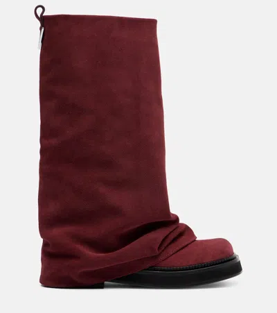 Attico Robin Suede Knee-high Boots In Burgundy