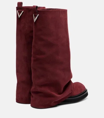Attico Robin Suede Knee-high Boots In Burgundy