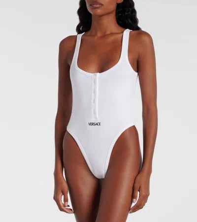 Versace Button-front Cotton Body In White