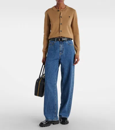 Ami Alexandre Mattiussi Ami Paris Cardigan Col Rond Avec Ami De Coeur In Nude