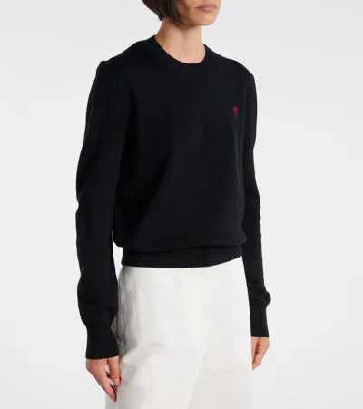 Ami Alexandre Mattiussi Ami Red Adc Sweater In Black