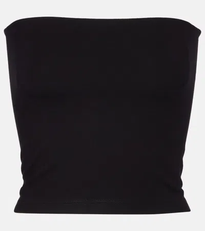 Leset Rio Strapless Cropped Stretch-ponte Top In Black