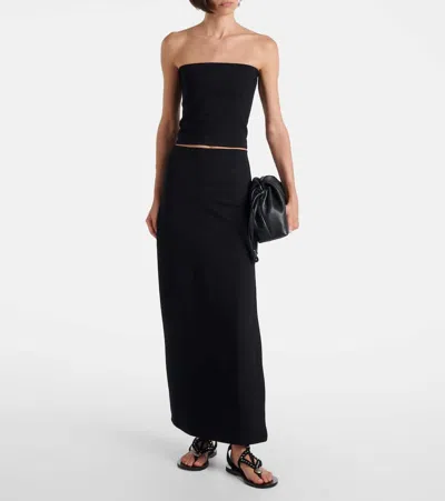 Leset Rio Strapless Cropped Stretch-ponte Top In Black
