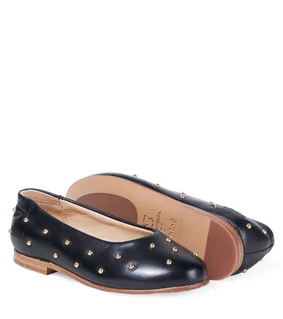 Chloé Embellished Leather Ballet Flats In Black
