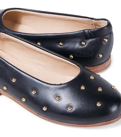 Chloé Embellished Leather Ballet Flats In Black