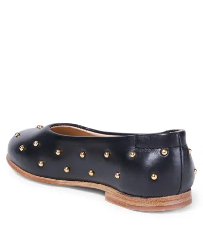 Chloé Embellished Leather Ballet Flats In Black