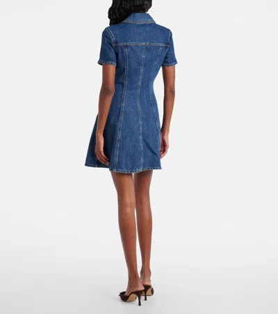Self-portrait Belted Denim Mini Dress In Blue