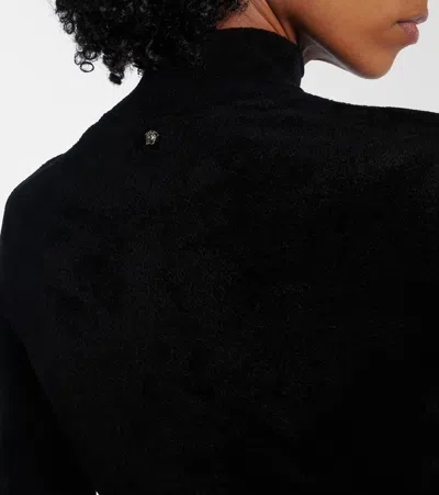 Versace High-neck Embellished Sweater In Black