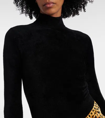 Versace High-neck Embellished Sweater In Black