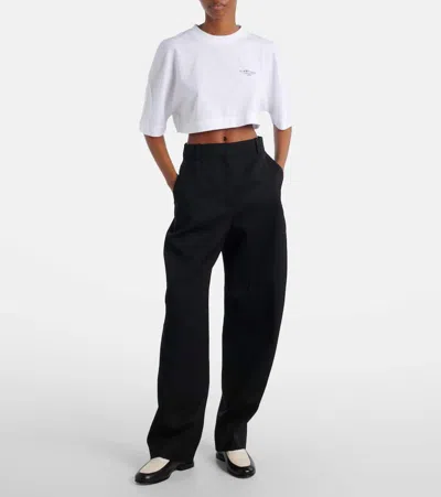 Givenchy Cropped Fit T-shirt In Cotton With Stamp Print Clothing In White