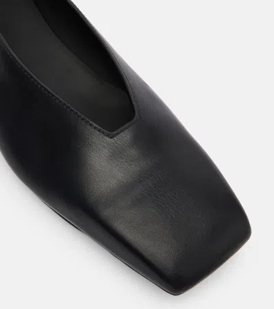Rick Owens Leather Ballet Flats With Flat Sole And Square Toe In Black