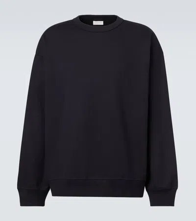 Dries Van Noten Navy Blue Sweatshirt With Zip Detail In Blue
