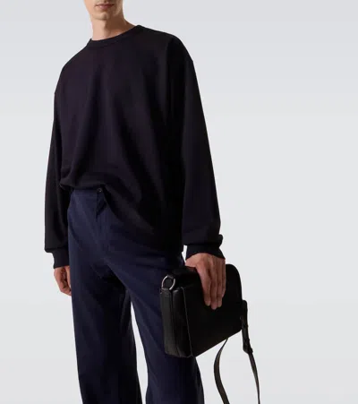Dries Van Noten Navy Blue Sweatshirt With Zip Detail In Blue