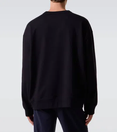 Dries Van Noten Navy Blue Sweatshirt With Zip Detail In Blue