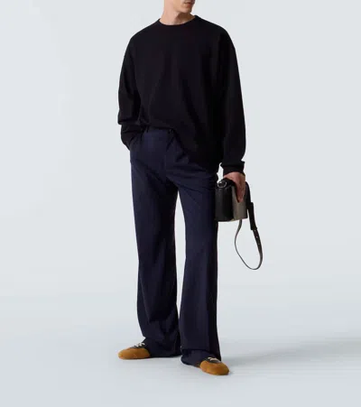 Dries Van Noten Navy Blue Sweatshirt With Zip Detail In Blue