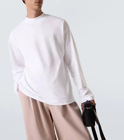 Dries Van Noten White Mock Neck Long Sleeve T-shirt In 1 White