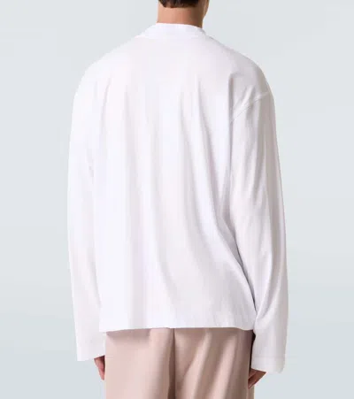 Dries Van Noten White Mock Neck Long Sleeve T-shirt In 1 White