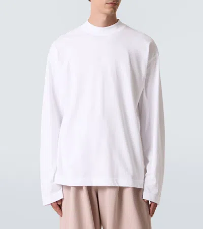Dries Van Noten White Mock Neck Long Sleeve T-shirt In 1 White