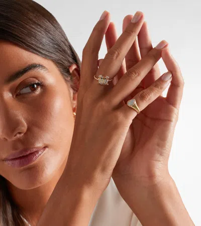 Yvonne Léon Crabe Coquillage Mini 9kt Gold Ring With Diamonds In Gold