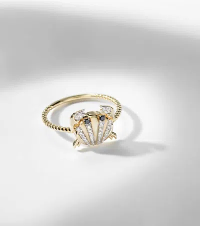 Yvonne Léon Crabe Coquillage Mini 9kt Gold Ring With Diamonds In Gold