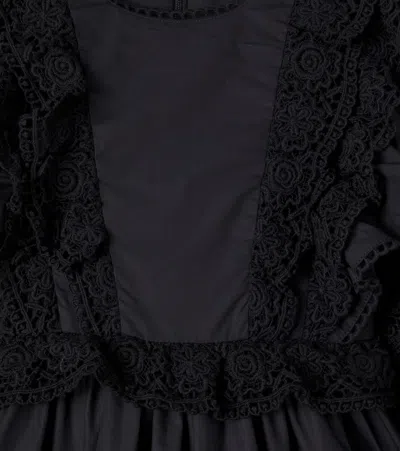 Petite Amalie Lace-trimmed Cotton Dress In Black