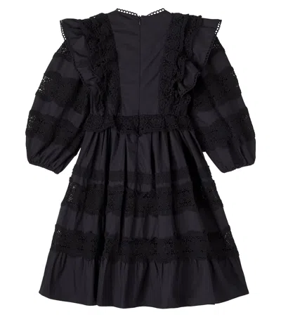 Petite Amalie Lace-trimmed Cotton Dress In Black