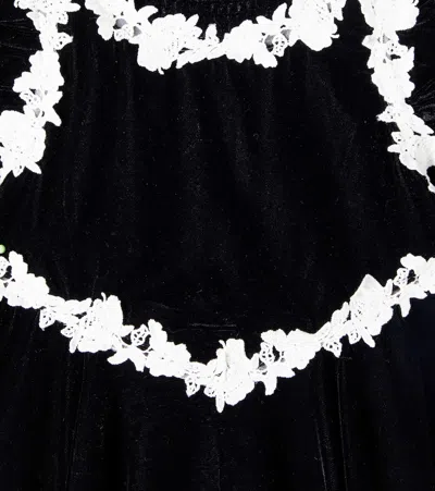 Petite Amalie Lace-trimmed Velvet Dress In Black