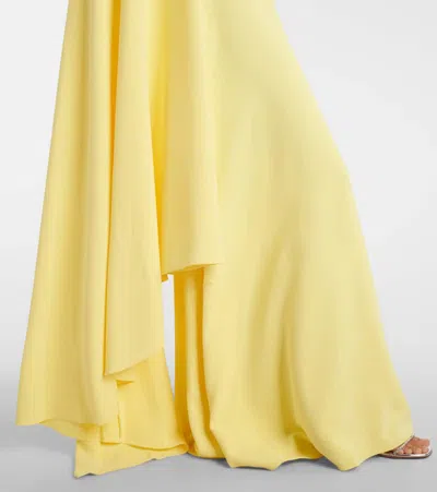 Solace London Yazmin Asymmetric Caped Gown In Yellow
