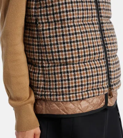 Moncler Touvet Check Down Puffer Vest In Brown