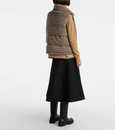 Moncler Touvet Check Down Puffer Vest In Brown