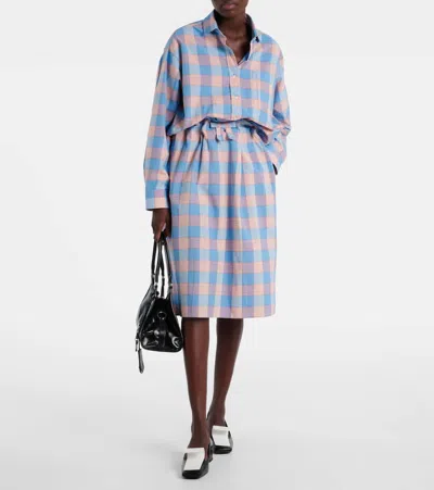 Prada Checked Poplin Midi-skirt In Multi