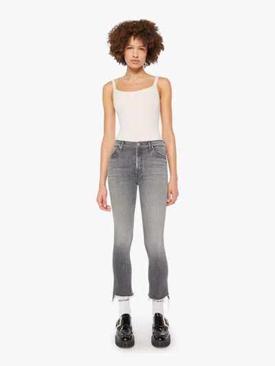 Mother The Insider Crop Step Fray Moshpit Memories Jeans In Gray