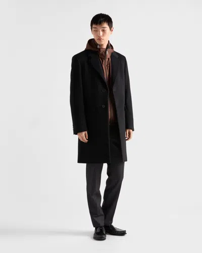 Prada Single-breasted Wool Blend Coat In Multi