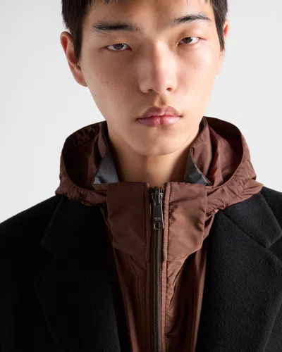 Prada Single-breasted Wool Blend Coat In Multi