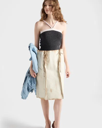 Prada Adjustable Ribbed-knit Top In Gray