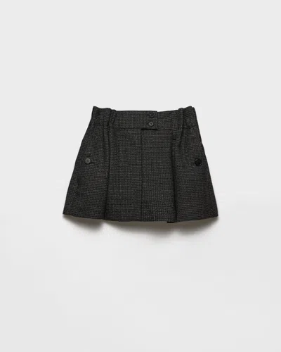 Prada Wool Mini Skirt With Vichy-pattern In Multi