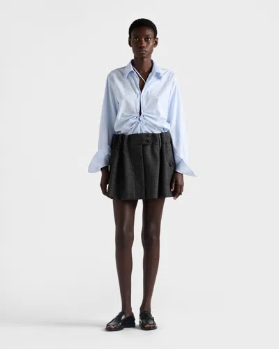 Prada Wool Mini Skirt With Vichy-pattern In Multi
