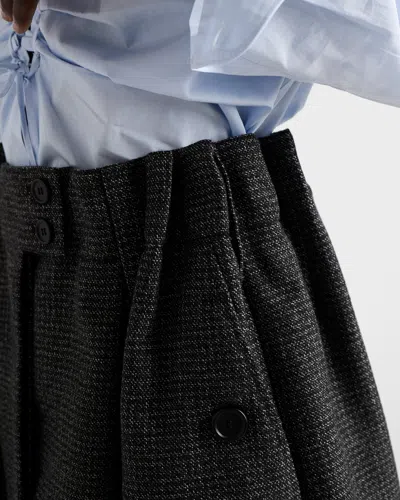 Prada Wool Mini Skirt With Vichy-pattern In Multi