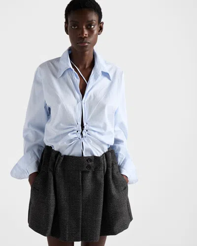 Prada Wool Mini Skirt With Vichy-pattern In Multi