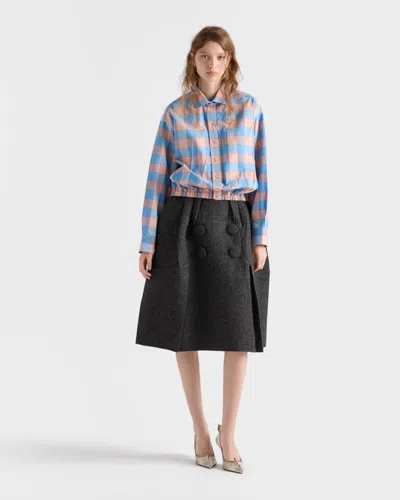 Prada Checked Poplin Shirt In Blue