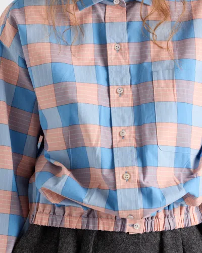 Prada Checked Poplin Shirt In Blue