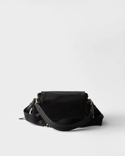 Prada Explore Medium Re-nylon Bag With Flap In Black