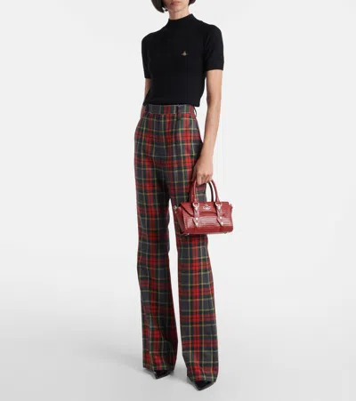 Vivienne Westwood Fitted Short Puff Sleeve Sweater With Embroidered Emblem In Black