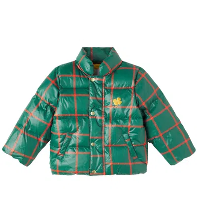 Mini Rodini Clover Checked Puffer Jacket In Green