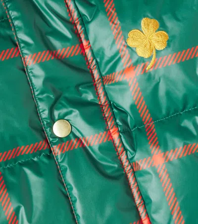 Mini Rodini Clover Checked Puffer Jacket In Green